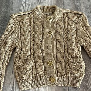 Burberry Beige Cable Knit Cardigan